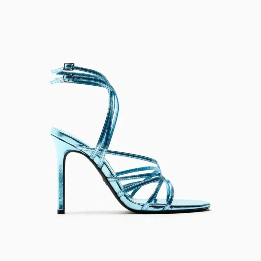 ZARA LIMITED EDITION METALLIC HEELED LEATHER SANDALS